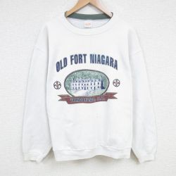 XL★古着 長袖 スウェット メンズ 90年代 90s ナイアガラ 大きいサイズ クルーネック USA製 白 ホワイト 25mar07 中古 スエット トレーナー トップス