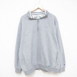 XL★古着 チャンピオン Champion 長袖 ハーフジップ スウェット メンズ 無地 大きいサイズ グレー 霜降り 25mar08 中古 スエット トレーナー トップス