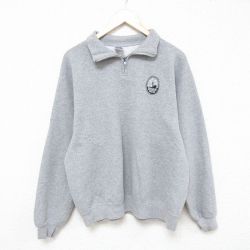 L★古着 ジャージーズ 長袖 ハーフジップ スウェット メンズ 00年代 00s PERSEUS HOUSE グレー 霜降り 25mar08 中古 スエット トレーナー トップス