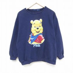 【50%OFF】ディズニー 00s 長袖スウェット くまのプーさん ネイビー XL | 古着
