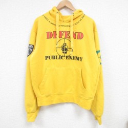M★古着 長袖 ヒップホップ ラップ スウェット パーカー メンズ パブリックエナミー 黄 イエロー 25mar08 中古 スエット トレーナー トップス
