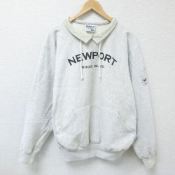 XL★古着 ケルスポーツ 長袖 スウェット メンズ 90年代 90s NEWPORT 大きいサイズ 襟付き USA製 薄グレー 霜降り 【spe】 25mar10 中古 スエット トレーナー トップス