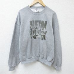 【50%OFF】XL★古着 ジャージーズ 長袖 スウェット メンズ 00年代 00s ニューヨーク 大きいサイズ クルーネック グレー 霜降り 25mar10 中古 スエット トレーナー トップス