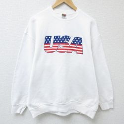 XL★古着 フルーツオブザルーム 長袖 スウェット メンズ 00年代 00s USA クルーネック 白 ホワイト 25mar10 中古 スエット トレーナー トップス