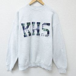 XL★古着 フルーツオブザルーム 長袖 スウェット メンズ 00年代 00s KHS クルーネック 薄グレー 霜降り 25mar10 中古 スエット トレーナー トップス