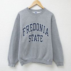 M★古着 ラッセル 長袖 スウェット メンズ 00年代 00s FREDONIA クルーネック グレー 霜降り 25mar10 中古 スエット トレーナー トップス