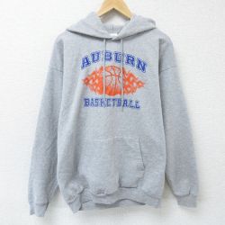 L★古着 長袖 スウェット パーカー メンズ 00年代 00s バスケットボール グレー 霜降り 25mar10 中古 スエット トレーナー トップス