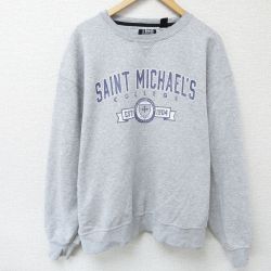 XL★古着 長袖 スウェット メンズ 00年代 00s セントマイケルズ カレッジ 大きいサイズ クルーネック グレー 霜降り 25mar10 中古 スエット トレーナー トップス