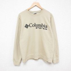 L★古着 コロンビア COLUMBIA Columbia 長袖 スウェット メンズ ビッグロゴ クルーネック ベージュ カーキ 25mar14 中古 スエット トレーナー トップス