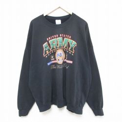 XL★古着 ヘインズ Hanes 長袖 スウェット メンズ 00年代 00s ミリタリー アーミー ARMY 大きいサイズ クルーネック 黒 ブラック 25mar14 中古 スエット トレーナー トップス