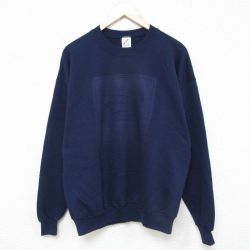 【50%OFF】L★古着 ジャージーズ 長袖 スウェット メンズ 90年代 90s ティーポット 本 クルーネック USA製 紺 ネイビー 25mar14 中古 スエット トレーナー トップス