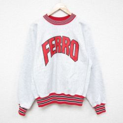 L★古着 長袖 スウェット メンズ 90年代 90s FERRO クルーネック USA製 薄グレー 霜降り 25mar14 中古 スエット トレーナー トップス