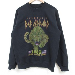 M★古着 長袖 ロック バンド スウェット メンズ デフレパード クルーネック 黒 ブラック 【spe】 25mar11 中古 スエット トレーナー トップス