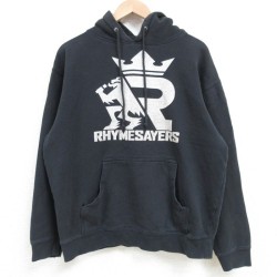 M★古着 長袖 ヒップホップ ラップ スウェット パーカー メンズ ライムセイヤーズ 黒 ブラック 25mar11 中古 スエット トレーナー トップス