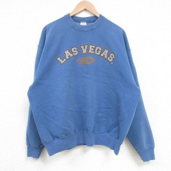 XL★古着 長袖 スウェット メンズ 00年代 00s ラスベガス クルーネック 薄紺 ネイビー 25mar11 中古 スエット トレーナー トップス