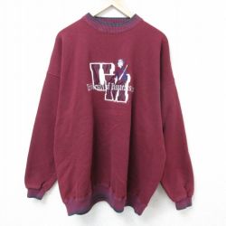 【50%OFF】XL★古着 長袖 スウェット メンズ 90年代 90s マサチューセッツ 大学 刺繍 大きいサイズ クルーネック USA製 エンジ 25mar14 中古 スエット トレーナー トップス