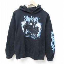 M★古着 長袖 ロック バンド スウェット パーカー メンズ スリップノット 黒 ブラック 【spe】 25mar14 中古 スエット トレーナー トップス