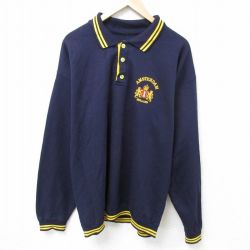 【50%OFF】XL★古着 長袖 スウェット メンズ 90年代 90s アムステルダム 襟付き オランダ製 紺 ネイビー 25mar14 中古 スエット トレーナー トップス