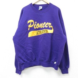 XL★古着 ラッセル 長袖 スウェット メンズ 00年代 00s パイオニア クルーネック 紫 パープル 【spe】 25mar12 中古 スエット トレーナー トップス