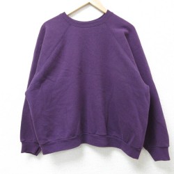 L★古着 TULTEX 長袖 スウェット メンズ 90年代 90s 無地 ラグラン クルーネック USA製 紫 パープル 25mar12 中古 スエット トレーナー トップス