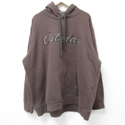 XL★古着 カベラス 長袖 スウェット パーカー メンズ ビッグロゴ 大きいサイズ こげ茶 ブラウン 25mar12 中古 スエット トレーナー トップス