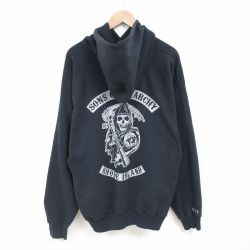 XL★古着 ヘインズ Hanes 長袖 スウェット パーカー メンズ 00年代 00s サンズオブアナーキー サンオブアナーキー 大きいサイズ 黒 ブラック 25mar14 中古 スエット トレーナー トップス