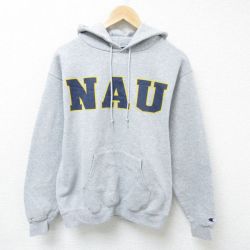M★古着 チャンピオン Champion 長袖 スウェット パーカー メンズ 00年代 00s NAU グレー 霜降り 25mar15 中古 スエット トレーナー トップス