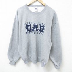 【50%OFF】XL★古着 ラッセル 長袖 スウェット メンズ 00年代 00s ジョージア 州立大学 クルーネック グレー 霜降り 25mar15 中古 スエット トレーナー トップス