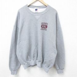 【50%OFF】XL★古着 ラッセル 長袖 スウェット メンズ 00年代 00s ATHLETICS 大きいサイズ クルーネック グレー 霜降り 【spe】 25mar15 中古 スエット トレーナー トップス