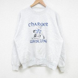 L★古着 長袖 スウェット メンズ 00年代 00s レスリング クルーネック 薄グレー 霜降り 25mar15 中古 スエット トレーナー トップス