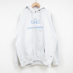 XL★古着 長袖 スウェット パーカー メンズ STEM ACADEMY 薄グレー 霜降り 25mar15 中古 スエット トレーナー トップス