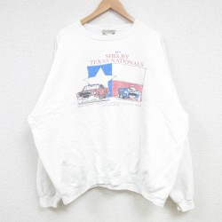 XL★古着 ヘインズ Hanes 長袖 スウェット メンズ 00年代 00s 車 大きいサイズ クルーネック 白 ホワイト 25mar15 中古 スエット トレーナー トップス