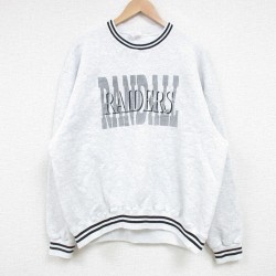 XL★古着 長袖 スウェット メンズ 90年代 90s RAIDERS クルーネック 薄グレー 霜降り 25mar15 中古 スエット トレーナー トップス