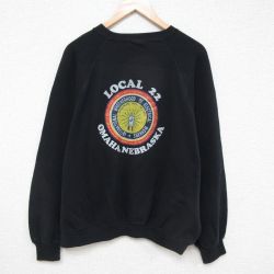 【50%OFF】XL★古着 リー Lee 長袖 スウェット メンズ 90年代 90s ネブラスカ 大きいサイズ クルーネック USA製 黒 ブラック 25mar21 中古 スエット トレーナー トップス