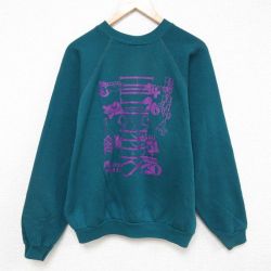 L★古着 TULTEX 長袖 スウェット メンズ 90年代 90s バレーボール クルーネック USA製 青緑 25mar21 中古 スエット トレーナー トップス