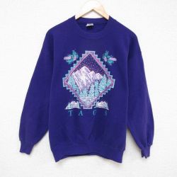 【50%OFF】L★古着 ジャージーズ 長袖 スウェット メンズ 80年代 80s TAOS クルーネック USA製 紫 パープル 25mar21 中古 スエット トレーナー トップス