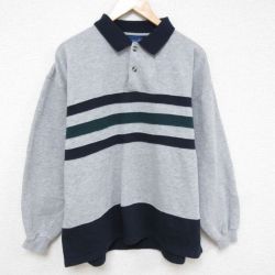 【50%OFF】XL★古着 タウンクラフト 長袖 スウェット メンズ 90年代 90s ツートンカラー 襟付き グレー 霜降り 25mar21 中古 スエット トレーナー トップス