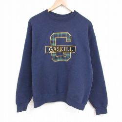 リー 90s 長袖スウェット ガスキル刺繍 ネイビー XL | 古着
