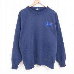 【50%OFF】XL★古着 長袖 スウェット メンズ 90年代 90s CSEA 大きいサイズ クルーネック USA製 紺 ネイビー 25mar17 中古 スエット トレーナー トップス
