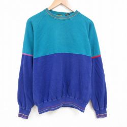 【50%OFF】XL★古着 長袖 スウェット メンズ 00年代 00s ツートンカラー ラグラン クルーネック 緑他 グリーン 25mar17 中古 スエット トレーナー トップス
