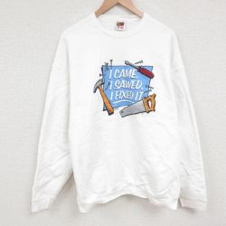 【50%OFF】XL★古着 フルーツオブザルーム 長袖 スウェット メンズ 00年代 00s 工具 大きいサイズ クルーネック 白 ホワイト 25mar17 中古 スエット トレーナー トップス
