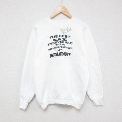 【20%OFF】L★古着 フルーツオブザルーム 長袖 スウェット メンズ 90年代 90s サックス ラグラン クルーネック USA製 白 ホワイト 25mar18 中古 スエット トレーナー トップス