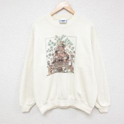 【20%OFF】L★古着 リー Lee 長袖 スウェット メンズ 00年代 00s クマ クルーネック 白 ホワイト 25mar18 中古 スエット トレーナー トップス