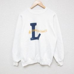 【50%OFF】M★古着 ヘインズ Hanes 長袖 スウェット メンズ 90年代 90s 音符 ラグラン クルーネック 白 ホワイト 25mar18 中古 スエット トレーナー トップス