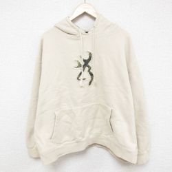XL★古着 長袖 スウェット パーカー メンズ BROWNING 大きいサイズ コットン ベージュ カーキ 25mar18 中古 スエット トレーナー トップス