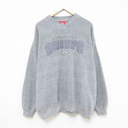 XL★古着 長袖 スウェット メンズ 00年代 00s NFL カンザスシティチーフス 刺繍 大きいサイズ Vネック グレー 霜降り アメフト スーパーボウル 25mar18 中古 スエット トレーナー トップス