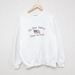 XL★古着 リー Lee 長袖 スウェット メンズ 00年代 00s 星条旗 刺繍 クルーネック 白 ホワイト 25mar18 中古 スエット トレーナー トップス