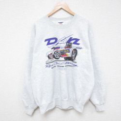 【20%OFF】XL★古着 ジャージーズ 長袖 スウェット メンズ 90年代 90s レーシングカー 大きいサイズ クルーネック グレー 霜降り 25mar18 中古 スエット トレーナー トップス