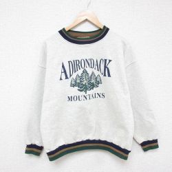 L★古着 長袖 スウェット メンズ 90年代 90s 木 クルーネック USA製 グレー 霜降り 25mar18 中古 スエット トレーナー トップス
