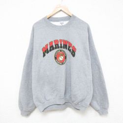 XL★古着 ジャージーズ 長袖 スウェット メンズ 00年代 00s ミリタリー USMC アメリカ海兵隊 大きいサイズ クルーネック グレー 霜降り 25mar18 中古 スエット トレーナー トップス